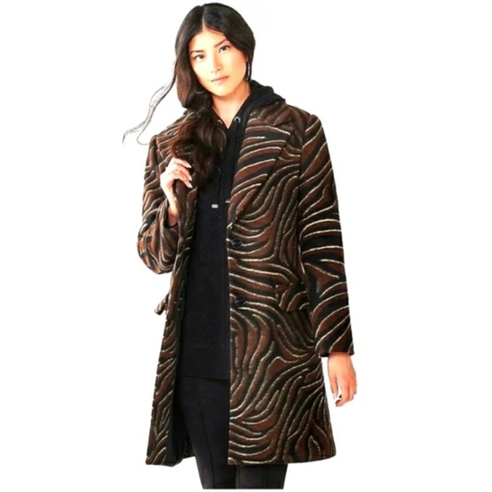 Nine West Abstract Patterned Pea Coat - Picture 4 of 9